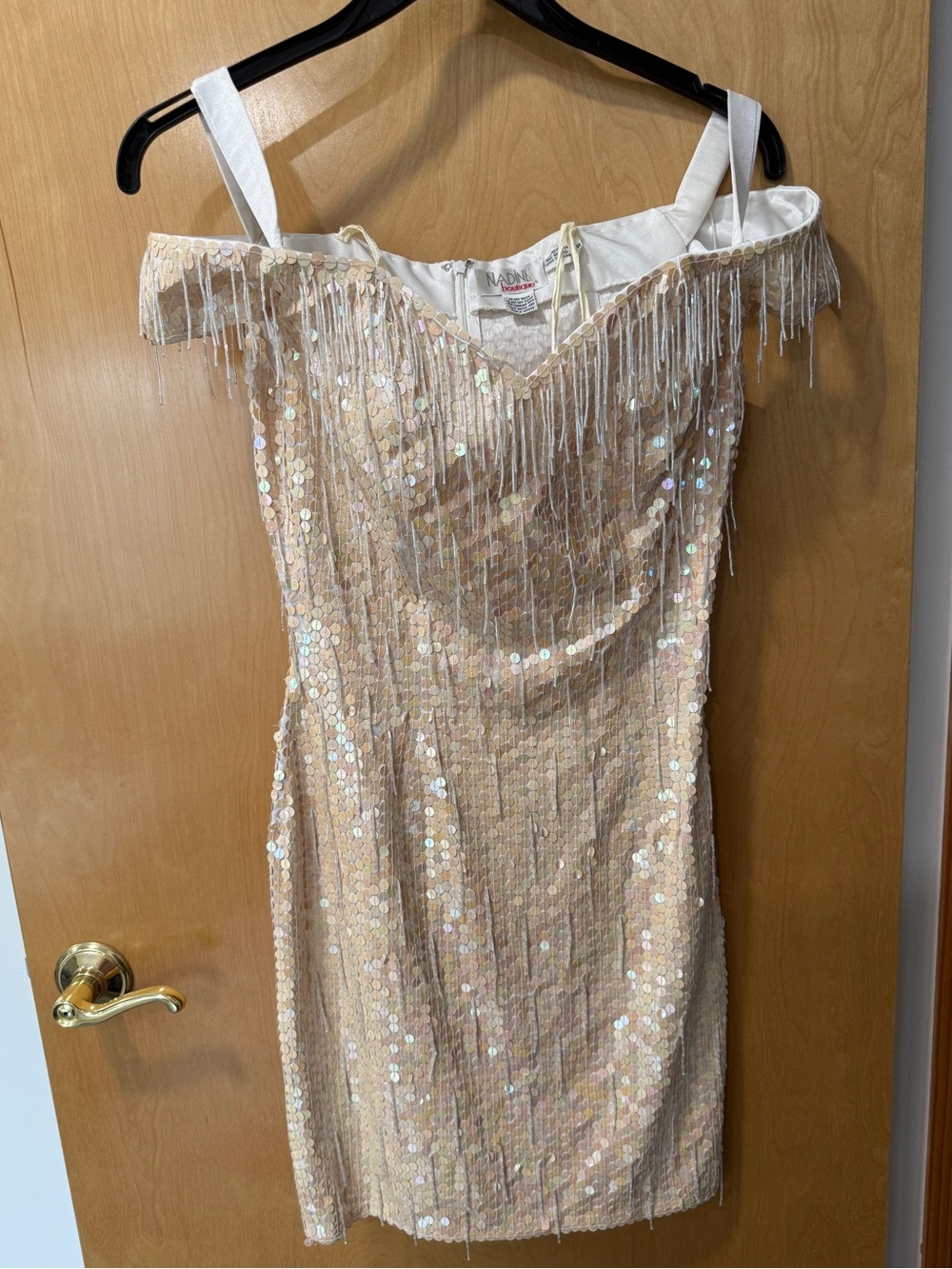 Nadine Boutique Ivory Sequin Fringe Party Dress
